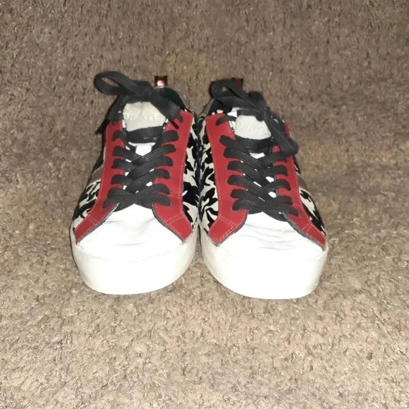 D.A.T.E. PREMIUM SNEAKER-White/Red/Silver/Black-Leather/Suede Patent-Sz 6.5-EX - Picture 3 of 7